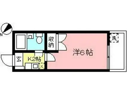 フォブール向ヶ丘(1K/2階)の間取り写真