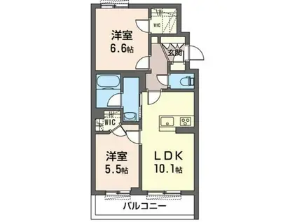 ウィンドワード南本宿(2LDK/2階)の間取り写真