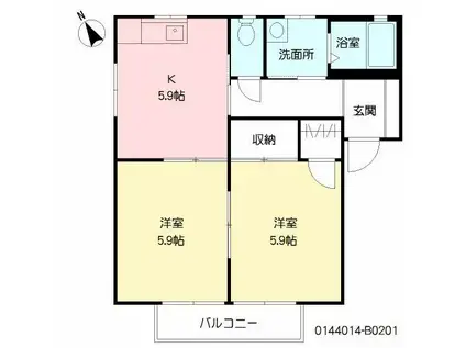 メゾン白水  B棟(2K/2階)の間取り写真