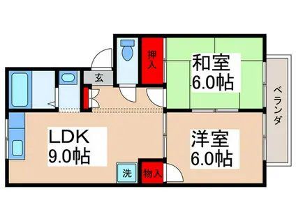 ベイコーストA(2LDK/2階)の間取り写真