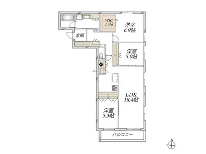 PALAIS CLAIR 桜山(3LDK/2階)の間取り写真