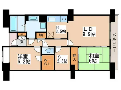 WING PLAZA(2SLDK/10階)の間取り写真