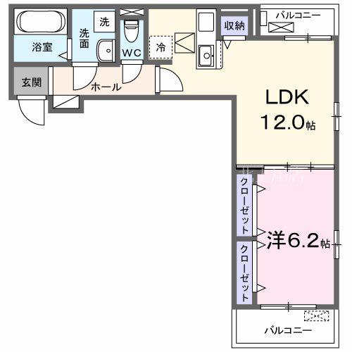 アンテムノン(1LDK/1階)の間取り写真