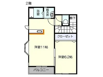 文水弐番館(1LDK/2階)の間取り写真