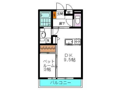 ムグンファV(1DK/1階)の間取り写真