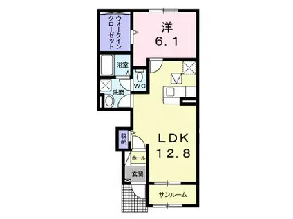 オアシス神辺(1LDK/1階)の間取り写真