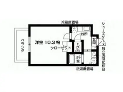 AVENIR朱雀(1K/6階)の間取り写真