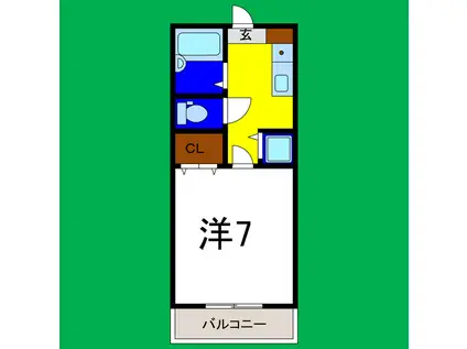 第8春木ハイツ(1K/1階)の間取り写真