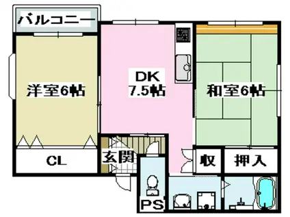 庄Tハイツ(2DK/3階)の間取り写真