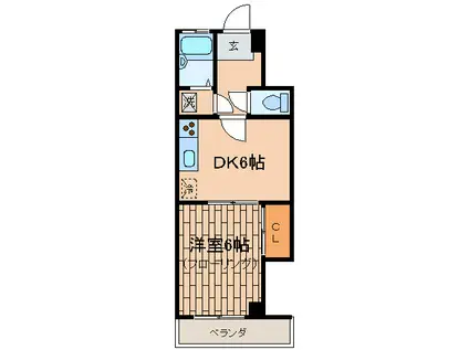 カーサUDAGAWA(1DK/2階)の間取り写真