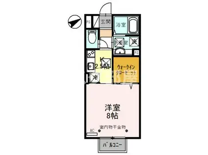 サンウッドD(1K/1階)の間取り写真