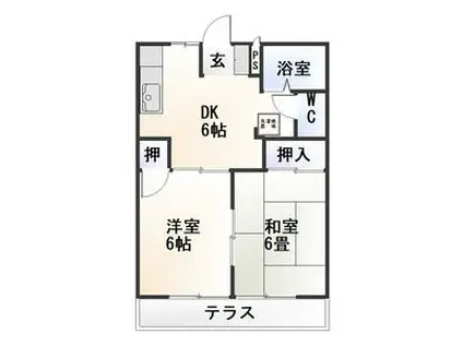 コーポ西浦I(2DK/2階)の間取り写真