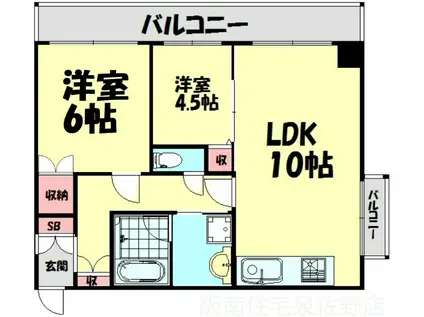 シティハウスRINKU(2LDK/3階)の間取り写真