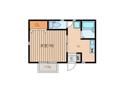 BELK KISS(1K/1階)の間取り写真