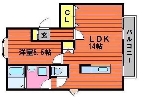 メゾン白神(1LDK/1階)の間取り写真