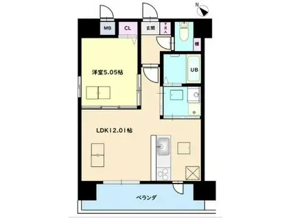 ソレアードディエス(1LDK/8階)の間取り写真