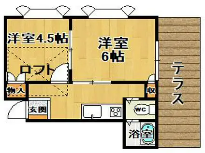 リバティヒル富美ヶ丘(2K/1階)の間取り写真