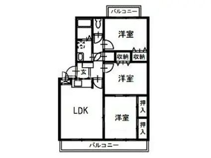 メゾン・ド・パル(3LDK/2階)の間取り写真