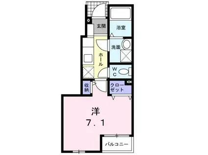 プルーリオン浜田山(1K/1階)の間取り写真
