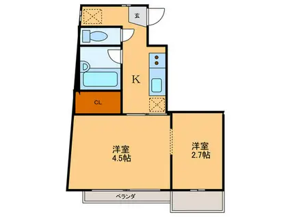 メゾン ド・マカロン(2K/2階)の間取り写真