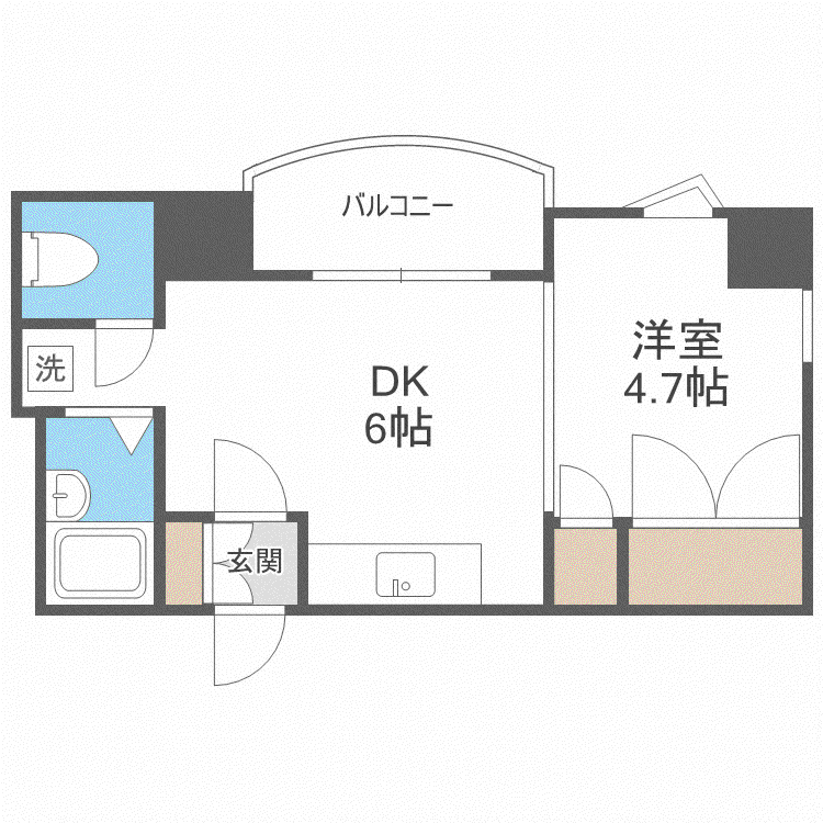 フォーライフ大通南(1DK/2階)の間取り写真