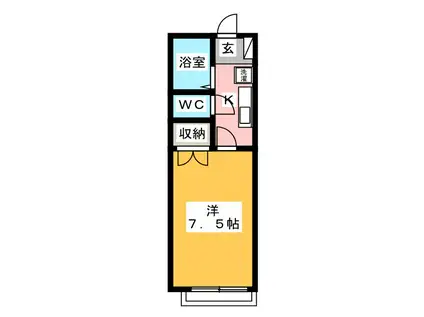 カーサひじり3(1K/1階)の間取り写真