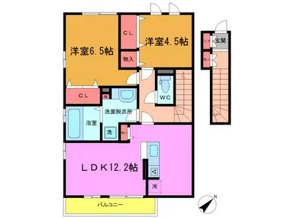 ボナール15(2LDK/2階)の間取り写真