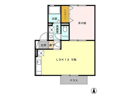 メゾン・プレミールB棟(1LDK/1階)の間取り写真