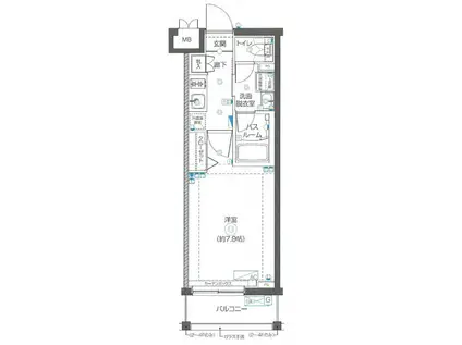 ズーム武蔵新城(1K/4階)の間取り写真