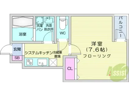 ジュネス米ヶ袋2(1K/1階)の間取り写真