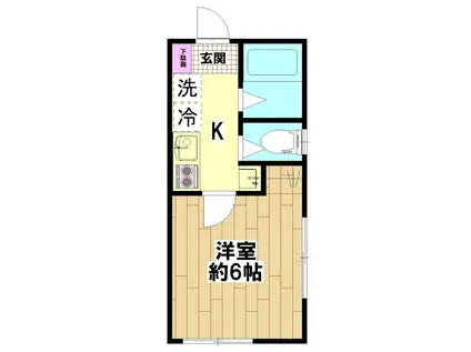 K2レジデンス(1K/2階)の間取り写真