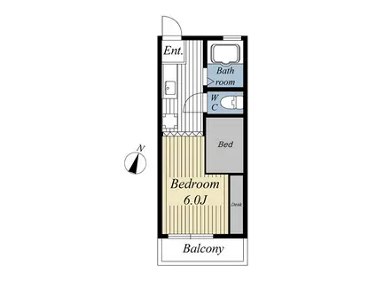 プリシード松原(1K/1階)の間取り写真