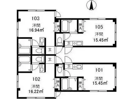 K.M.KOKUBUNJI(ワンルーム/1階)の間取り写真