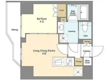 ルジェンテ・バリュ上野根岸(1LDK/15階)の間取り写真