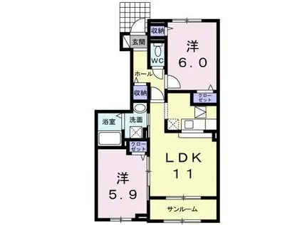レ フレールA(2LDK/1階)の間取り写真