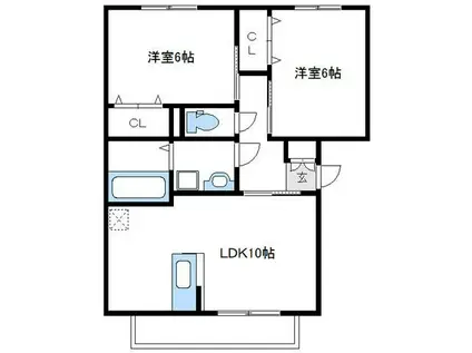 ルミエール(2LDK/1階)の間取り写真