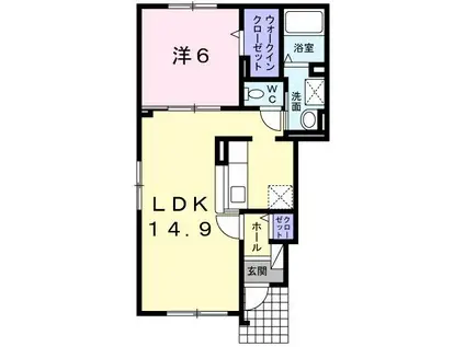 CAVERNI(1LDK/1階)の間取り写真