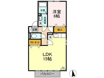 エクセレンスファミール木太A(1LDK/2階)の間取り写真