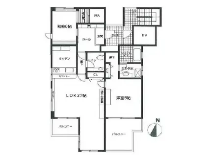 エクセレンス御影(2LDK/8階)の間取り写真