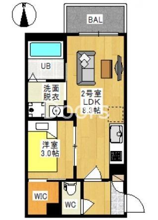REGALEST 花尻III(1LDK/3階)の間取り写真