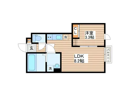 デュマンI(1LDK/1階)の間取り写真
