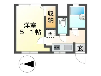 ブル・マリーノ(1K/1階)の間取り写真