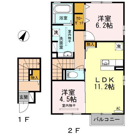 コマース グローリーII(2LDK/2階)の間取り写真