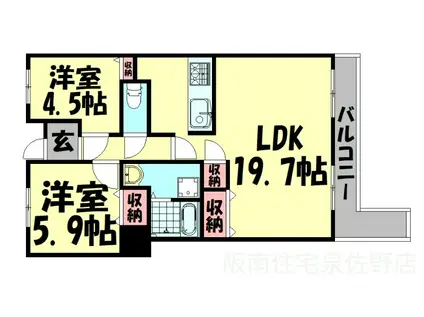 シャルマンフジ岬公園(2LDK/4階)の間取り写真