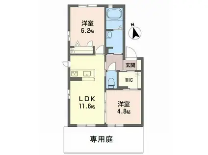 トロフィーティアラ(2LDK/1階)の間取り写真