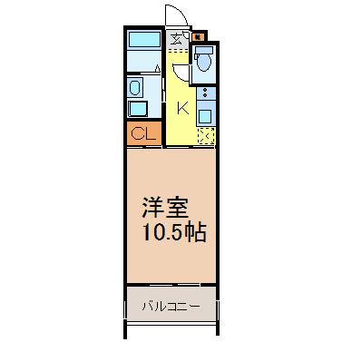 HIBINO RISE(1K/2階)の間取り写真