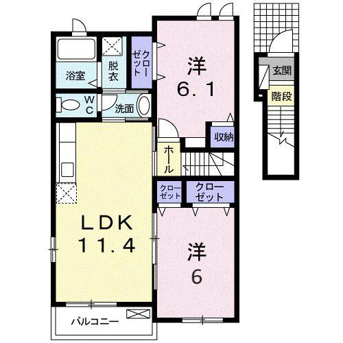ラベルメゾンA(2LDK/2階)の間取り写真