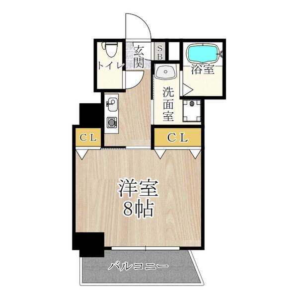 CITY SPIRE美章園(1K/8階)の間取り写真