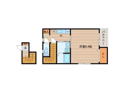 サムズアップ名取(1K/2階)の間取り写真