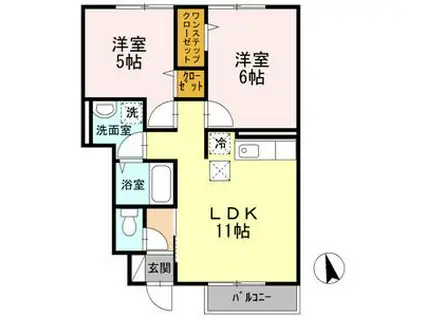 アンベリール(2LDK/1階)の間取り写真